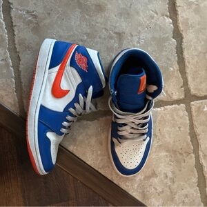 Royal blue and orange nike swoop Jordan 1 mid